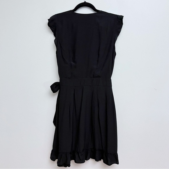 LOFT Black Flutter Sleeve V Neck Wrap Tie Waist Romper Dress Size 2 - Picture 5 of 13